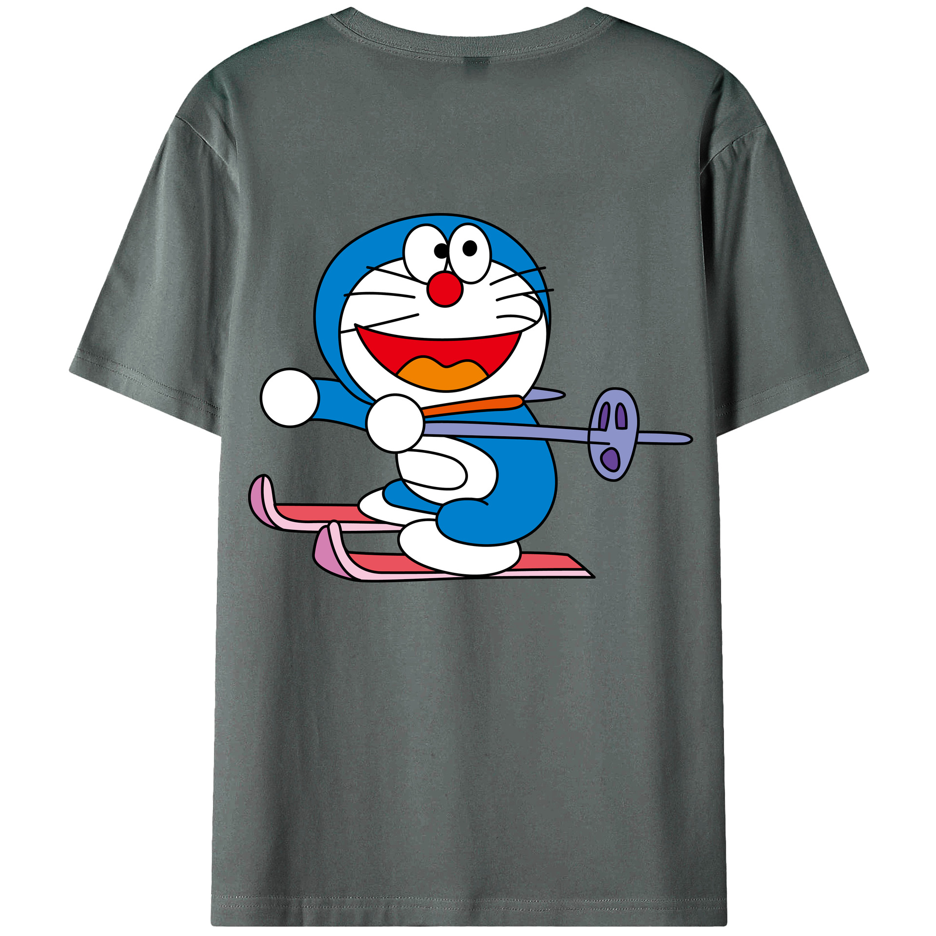 （画像用） ドラえもん Doraemon 綿100％ メンズ半袖Tシャツ（バックプリント） 通気性